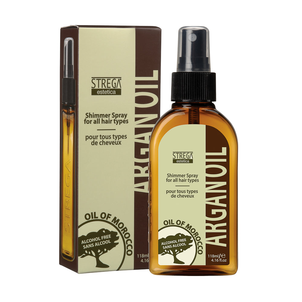 Strega Estetica Argan Oil Shimmer Spray for All Hair Types - Alcohol-Free Moroccan Hair Shine