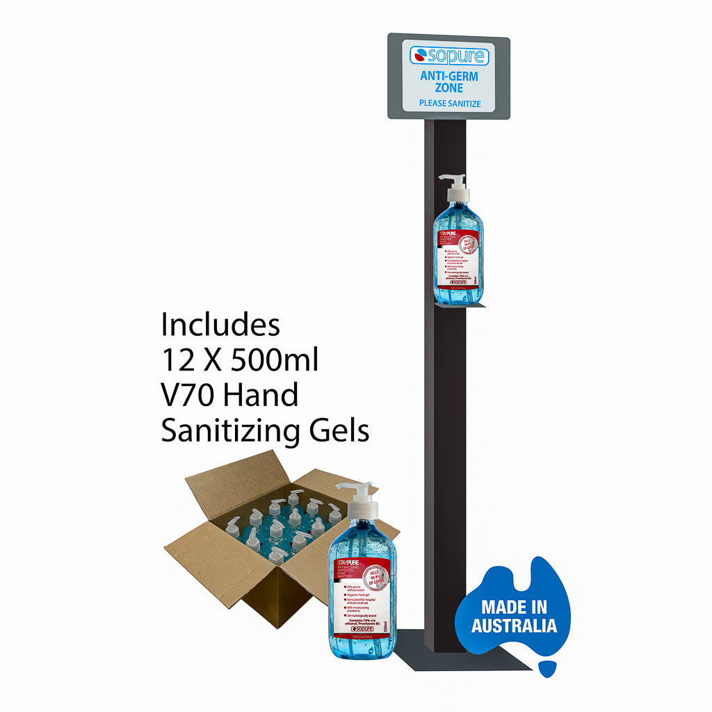 Sanitizer Stand & 12 X 500ml V70 Sanitizers