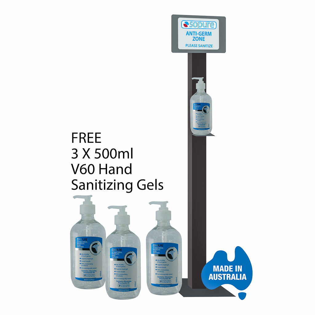 Sanitizer Stand & 3 X 500ml V60 Sanitizers