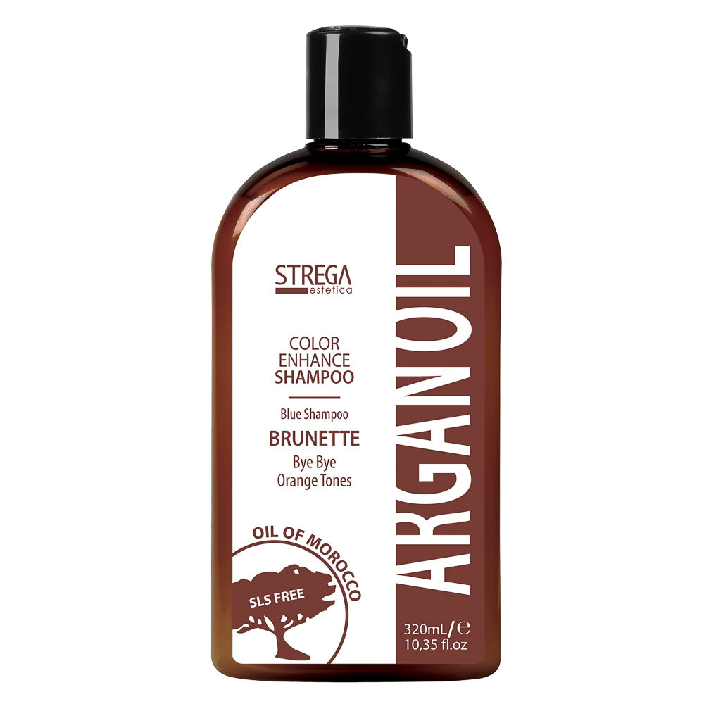 Strega Estetica Argan Oil Blue Shampoo for Brunettes - Anti-Orange Tone Enhancer, SLS Free