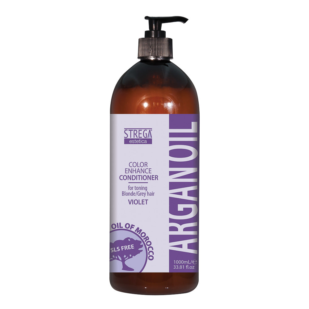 Strega Estetica Violet Argan Oil Conditioner - Color Enhance for Blonde/Grey Hair, Paraben-Free