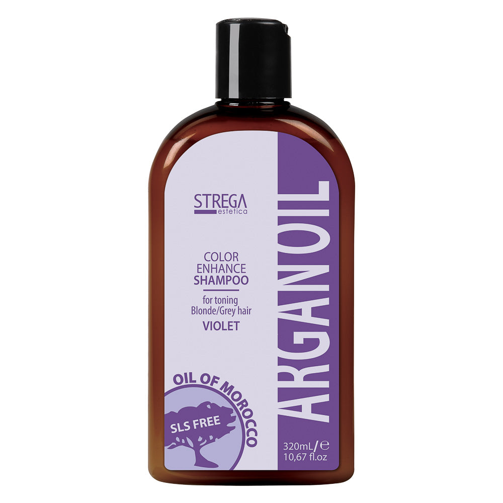 Strega Estetica Argan Oil Color Enhance Shampoo - Violet Toner for Blonde/Grey Hair, SLS Free.